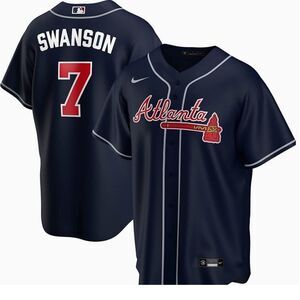 KIDS Nike Dansby Swanson#7 Navy Atlanta Braves Alternate Player Name Jersey LARG